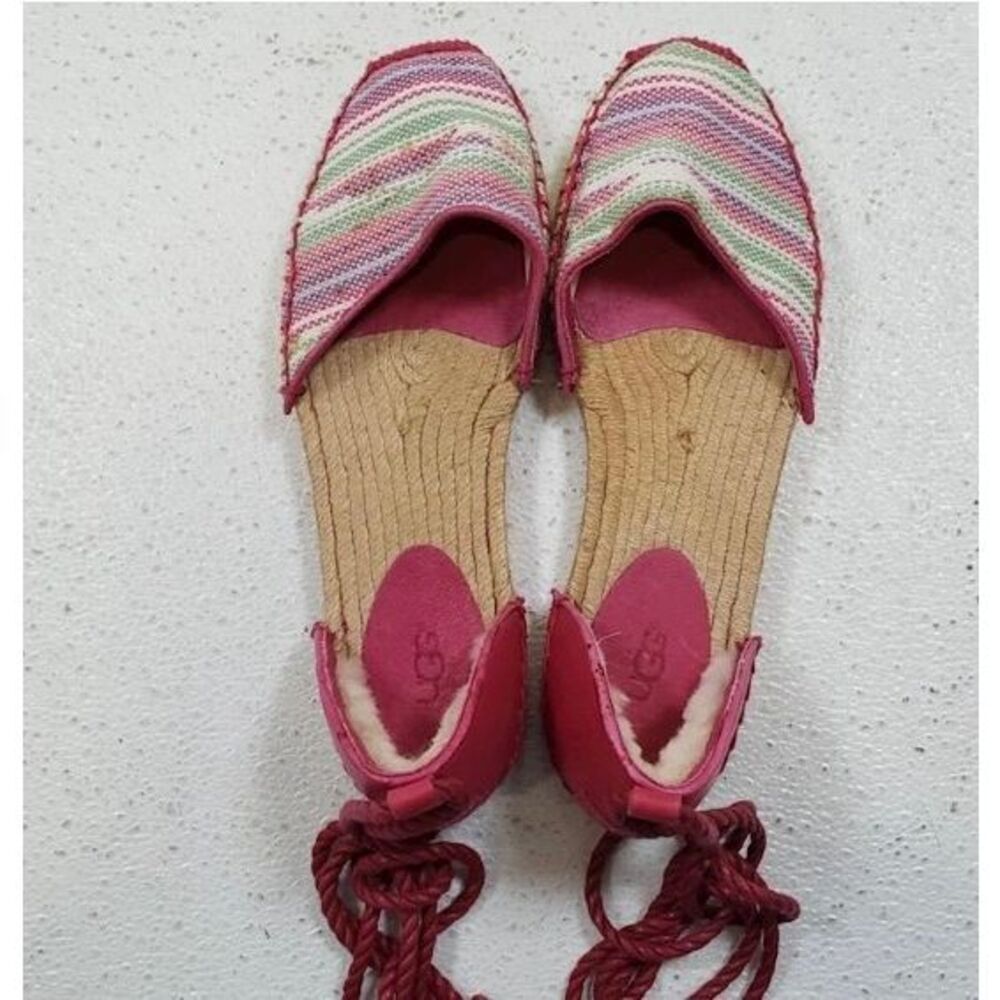 UGG Espadrille Multicolor With Pink Leather Shearling Sandal - Comfortable Style
